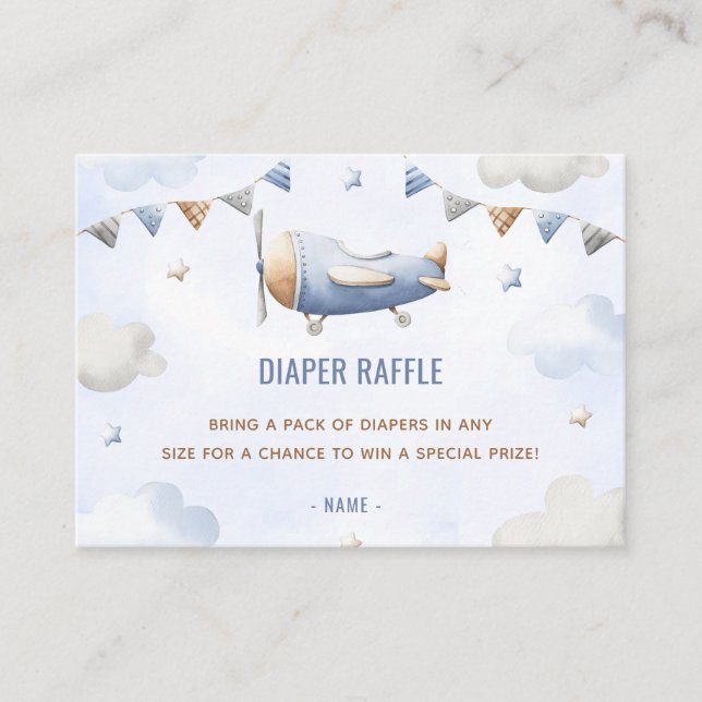 Vintage Reise Flugzeug Babydusche Windelwanne Raff Begleitkarte (Vorderseite)