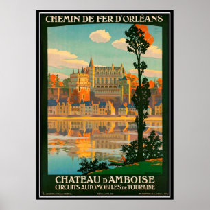 Vintage Reise Frankreich, Amboise Schloss - Poster