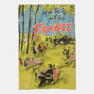 Vintage Reise Frankreich Grün 1950er Jahre Küchentuch