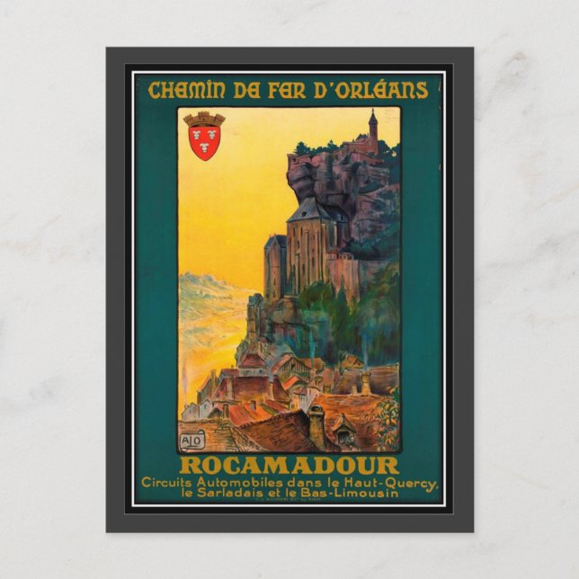 Vintage Reise Frankreich, Rocamadour - Postkarte (Vorderseite)