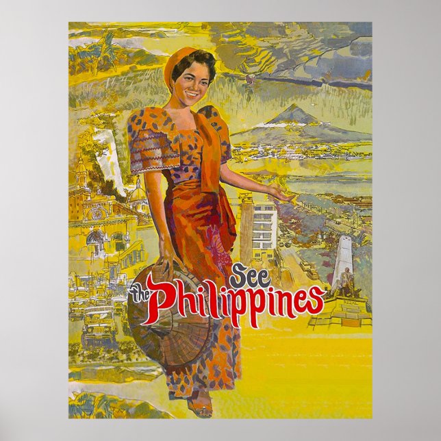 Vintage-Reise-Frau aus Philippinen Poster (Vorne)