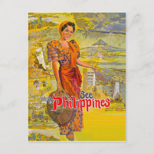 Vintage-Reise-Frau aus Philippinen Postkarte