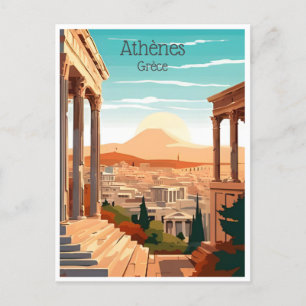 Vintage Reise Griechenland Athenes Grèce Tourismus Postkarte