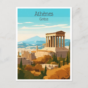 Vintage Reise Griechenland Athenes Grèce Tourismus Postkarte