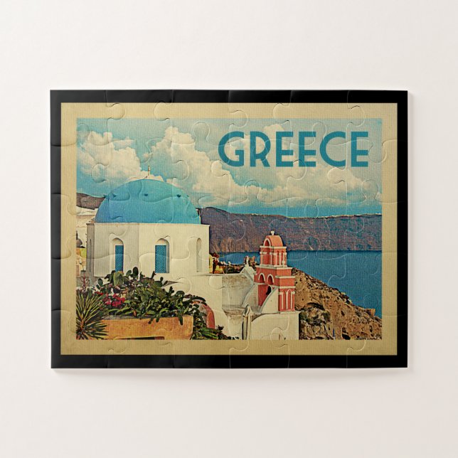 Vintage Reise Griechenlands Santorini Puzzle (Horizontal)
