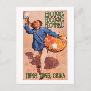 Vintage Reise Hongkong China Hotel Etiketten Kunst Postkarte
