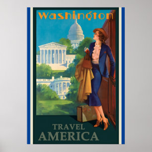 Vintage Reise-Illustration Washington DC Poster