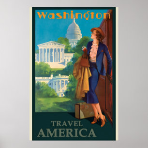 Vintage Reise-Illustration Washington DC Poster