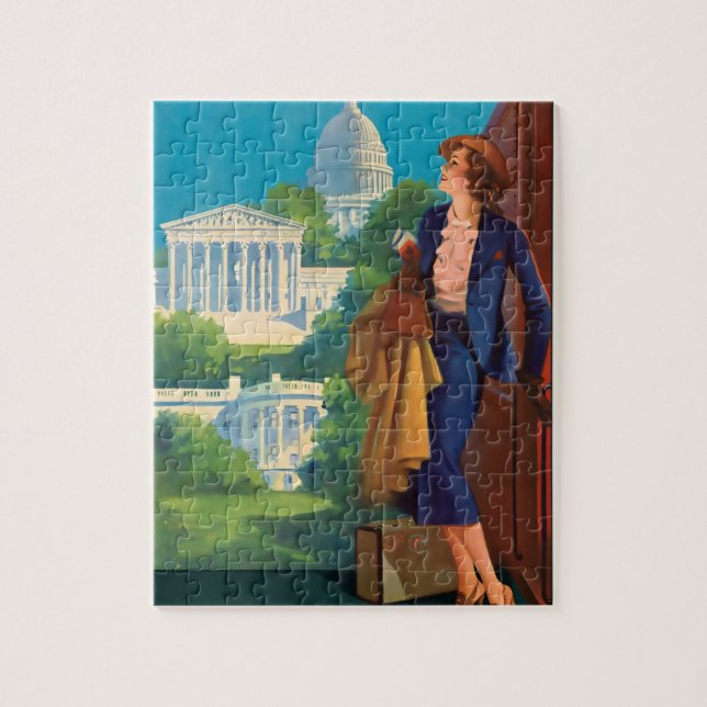 Vintage Reise-Illustration Washington DC Puzzle (Vertikal)
