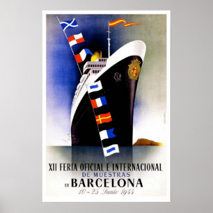 Vintage Reise, internationale Messe Barcelonas Poster