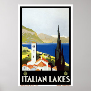 Vintage Reise, italienische Seen Poster