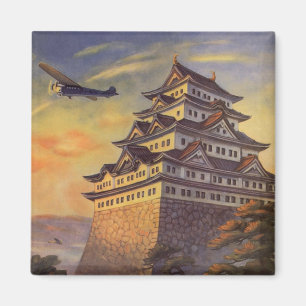 Vintage Reise Japan, Japanisches Pagoda Flugzeug Magnet