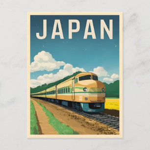Vintage Reise Japan Zug Retro Grafik Landschaft Postkarte