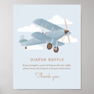 Vintage-Reise-Jungen-Baby-Party-Windel-Raffle Poster