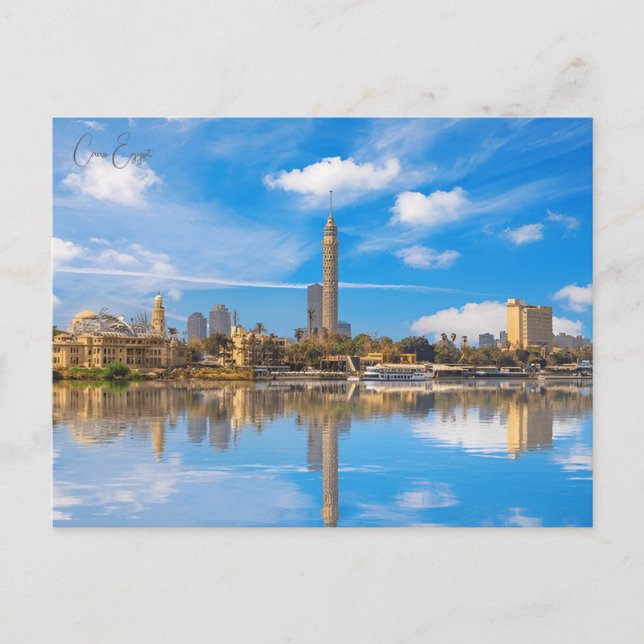 Vintage Reise Kairo Ägypten Pyramiden & Sphinx Giz Postkarte (Vorderseite)