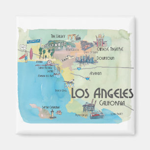 Vintage Reise-Karte Los Angeles Kalifornien Magnet
