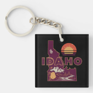 Vintage-Reise Karte von Idaho Retro-amerikanischer Schlüsselanhänger