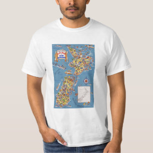 Vintage Reise-Karte von Neuseeland T-Shirt