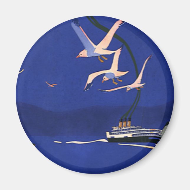 Vintage Reise, Kreuzfahrt Urlaub in Alaska Magnet (Vorne)