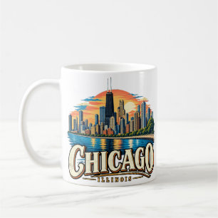 Vintage-Reise-Kunst Chicago Illinois Wahrzeichen Kaffeetasse