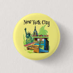 Vintage-Reise-Kunst New York City Freiheitsstatue Button