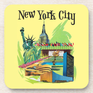 Vintage-Reise-Kunst New York City Freiheitsstatue Getränkeuntersetzer