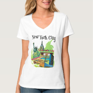 Vintage-Reise-Kunst New York City Freiheitsstatue T-Shirt