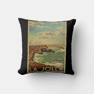 Vintage Reise Las Jolla - Kalifornien-Küste Kissen