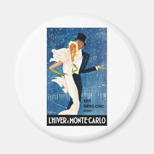 Vintage Reise, Liebe-Romance Winter in Monte Carlo Magnet