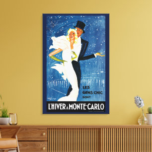 Vintage Reise, Liebe Romantik Winter in Monte Carl Leinwanddruck