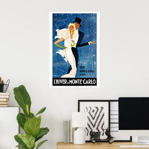 Vintage Reise, Liebe Romantik Winter in Monte Carl Poster