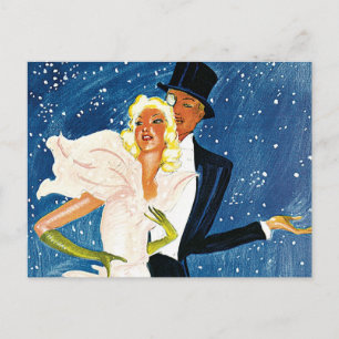 Vintage Reise, Liebe Romantik Winter in Monte Carl Postkarte