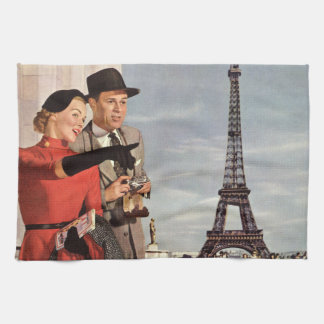 Vintage Reise - Liebhaber in Paris Geschirrtuch