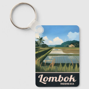 Vintage Reise Lombok Indonesien Landschaft Schlüsselanhänger