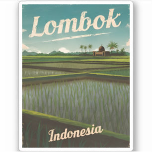 Vintage Reise Lombok Indonesien Retro Landschaftli Aufkleber