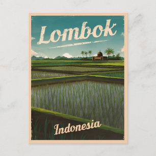 Vintage Reise Lombok Indonesien Retro Landschaftli Postkarte