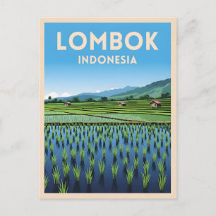 Vintage Reise Lombok Indonesien Retro Landschaftli Postkarte