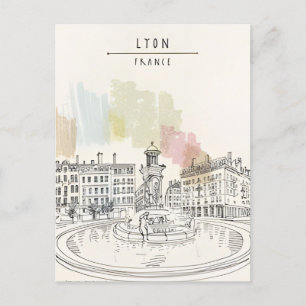 Vintage Reise Lyon Frankreich Tourismus Retro Postkarte