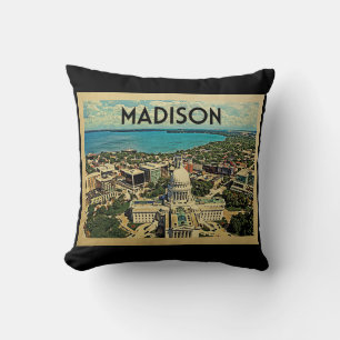 Vintage Reise Madisons Wisconsin Kissen