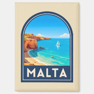 Vintage-Reise Malta Küstenlandschaft Retro Magnet