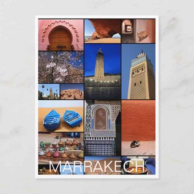 Vintage Reise Marokko Maroc Tourismus Marrakesch Postkarte (Vorderseite)