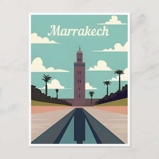Vintage Reise Marokko Maroc Tourismus Marrakesch Postkarte (Vorderseite)