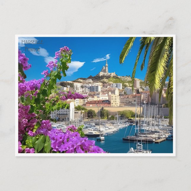 Vintage Reise Marseille Frankreich Retro Tourismus Postkarte (Vorderseite)