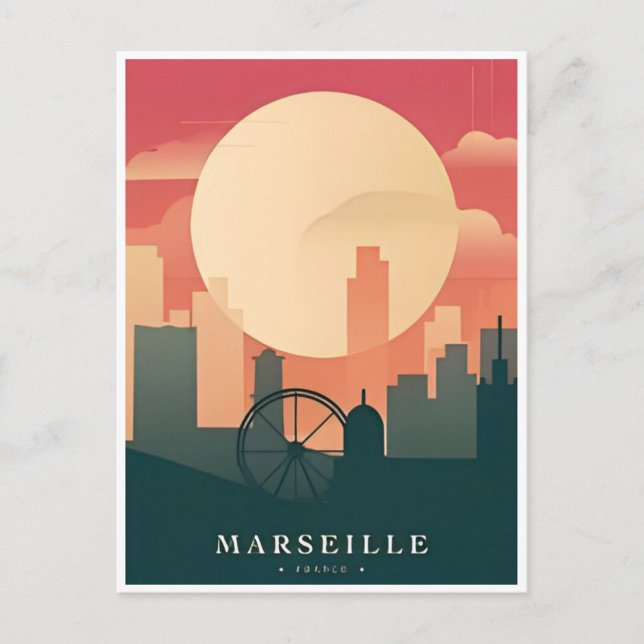 Vintage Reise Marseille Frankreich Retro Tourismus Postkarte (Vorderseite)