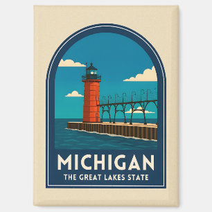 Vintage-Reise Michigan Leuchtturm Retro-Landschaft Magnet