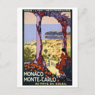 Vintage Reise - Monaco Monte Carlo Postkarte