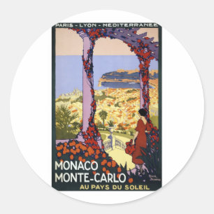 Vintage Reise - Monaco Monte Carlo Runder Aufkleber