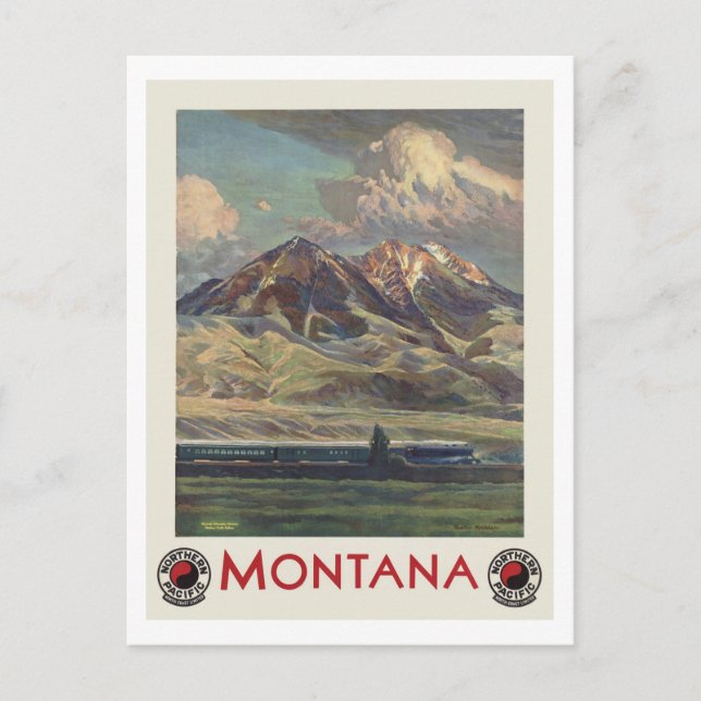 Vintage Reise Montana Postkarte (Vorderseite)