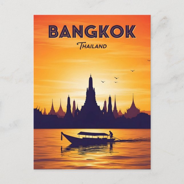 Vintage Reise nach Bangkok Postkarte (Vorderseite)
