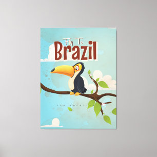 Vintage-Reise nach Brasilien-Tukan-Reiseposter Leinwanddruck